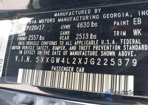 2018 Kia Optima Sx Turbo z USA, uszkodzony, nr VIN 5XXGW4L2XJG225379